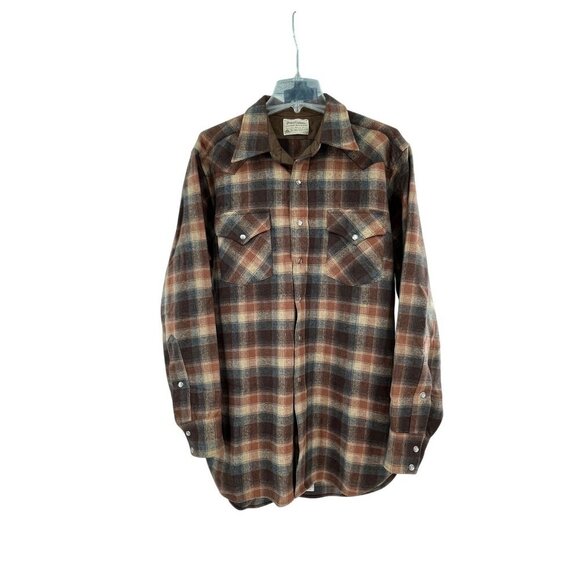 Pendleton Shirt Large Western Virgin Wool Tartan Pearl Snap‎ High Grade USA - Picture 1 of 10